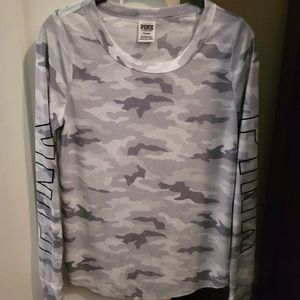 NWOT Victoria Secret Pink Camo thermal long sleeve tee